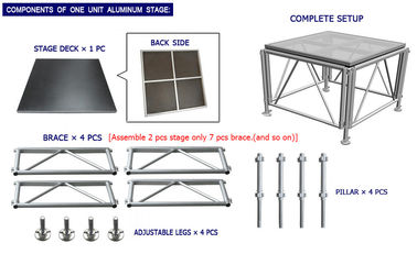 High Loading And Light Weight  1.22 x 1.2 2M Portable Anti-Slip Waterproof  Stage Platforms With Different  Height